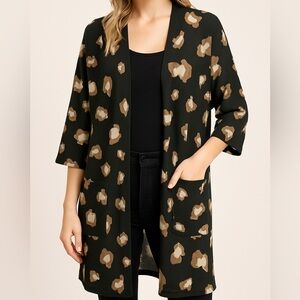 Black and Tan Floral Kimono Cardigan